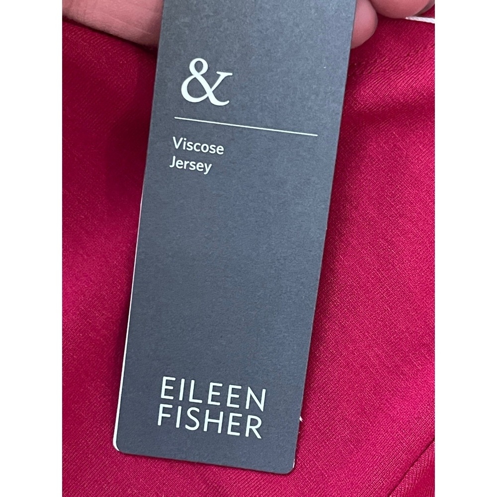 EILEEN FISHER Viscose Jersey Crew Neck Mini Dress Petite Medium Red Rose NEW‎ - Picture 9 of 11
